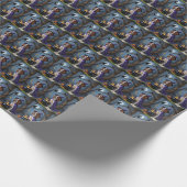 Brittany Spaniel Hond grillige Halloween Schilderi Cadeaupapier (Hoek)