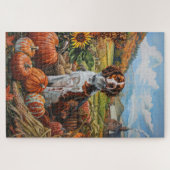Brittany Spaniel hond herfst oogst thanksgiving Legpuzzel (Horizontaal)