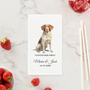 Brittany Spaniel hond huwelijksdiner Servet