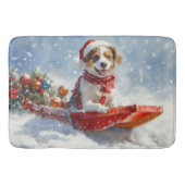 Brittany Spaniel Hond in Sledge Kerstmis Badmat (Voorkant)