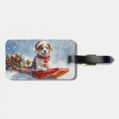 Brittany Spaniel Hond in Sledge Kerstmis Bagagelabel (Achterkant horizontaal)