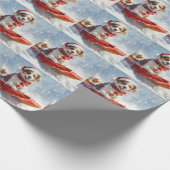 Brittany Spaniel Hond in Sledge Kerstmis Cadeaupapier (Hoek)