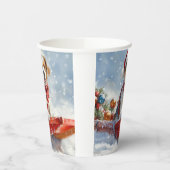 Brittany Spaniel Hond in Sledge Kerstmis Papieren Bekers (Links)