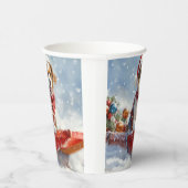 Brittany Spaniel Hond in Sledge Kerstmis Papieren Bekers (Rechts)