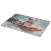 Brittany Spaniel Hond in Sledge Kerstmis Snijplank (Hoek)