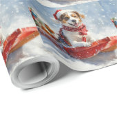 Brittany Spaniel-hond in slee Kerstmis Cadeaupapier (Rol Hoek)
