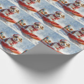 Brittany Spaniel-hond in slee Kerstmis Cadeaupapier (Hoek)