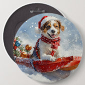 Brittany Spaniel-hond in slee Kerstmis Ronde Button 6,0 Cm (Voorkant /achterkant)