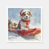 Brittany Spaniel-hond in slee Kerstmis Servet (Voorkant)