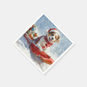 Brittany Spaniel-hond in slee Kerstmis Servet (Hoek)