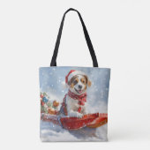 Brittany Spaniel-hond in slee Kerstmis Tote Bag (Achterkant)