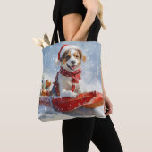 Brittany Spaniel-hond in slee Kerstmis Tote Bag (Dichtbij)