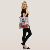 Brittany Spaniel-hond in slee Kerstmis Tote Bag (Op model)