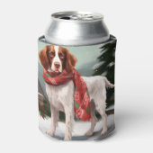 Brittany Spaniel Hond in Sneeuw Kerstmis Blikjeskoeler (Blikje Voorkant)