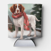 Brittany Spaniel Hond in Sneeuw Kerstmis Blikjeskoeler (Voorkant)