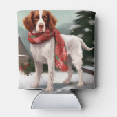 Brittany Spaniel Hond in Sneeuw Kerstmis Blikjeskoeler (Achterkant)