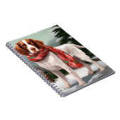 Brittany Spaniel hond in sneeuw Kerstmis Notitieboek (Rechterzijde)