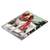 Brittany Spaniel hond in sneeuw Kerstmis Notitieboek (Linkerzijde)