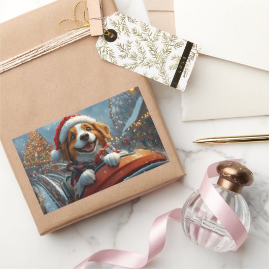 Brittany Spaniel hond kerst Rechthoekige Sticker (Geschenken)