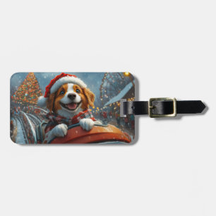Brittany Spaniel Hond Kerstmis Bagagelabel