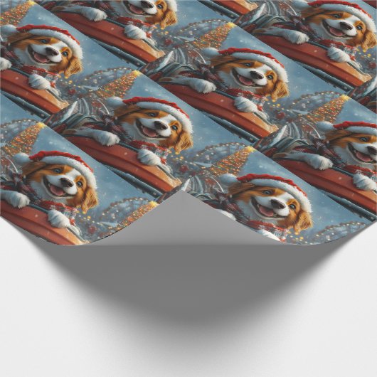 Brittany Spaniel Hond Kerstmis Cadeaupapier (Hoek)