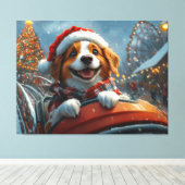 Brittany Spaniel Hond Kerstmis Canvas Afdruk (Insitu (Houten vloer))