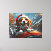 Brittany Spaniel Hond Kerstmis Canvas Afdruk (Voorkant)