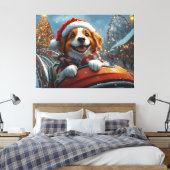 Brittany Spaniel Hond Kerstmis Canvas Afdruk (Insitu (Slaapkamer))