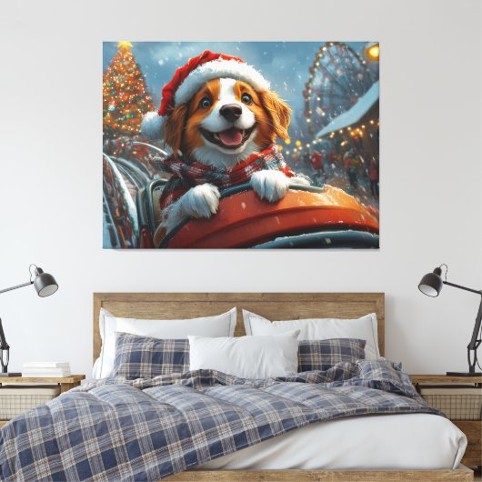 Brittany Spaniel Hond Kerstmis Canvas Afdruk (Insitu (Slaapkamer))