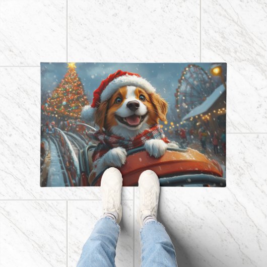 Brittany Spaniel Hond Kerstmis Deurmat (Binnen)