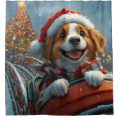 Brittany Spaniel Hond Kerstmis Douchegordijn (Voorkant)