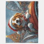 Brittany Spaniel Hond Kerstmis Fleece Deken (Voorkant)