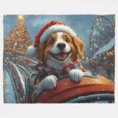 Brittany Spaniel Hond Kerstmis Fleece Deken (Voorkant (Horizontaal))