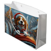 Brittany Spaniel Hond Kerstmis Groot Cadeauzakje (Achterkant Gekanteld)