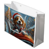 Brittany Spaniel Hond Kerstmis Groot Cadeauzakje (Voorkant Gekanteld)