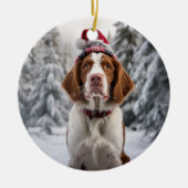 Brittany Spaniel Hond Kerstmis Keepsake Keramisch Ornament (Voorkant)