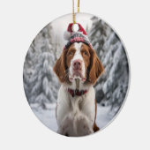 Brittany Spaniel Hond Kerstmis Keepsake Keramisch Ornament (Links)