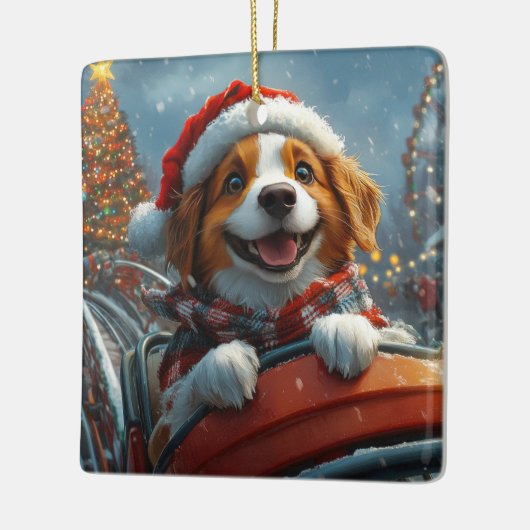 Brittany Spaniel Hond Kerstmis Keramisch Ornament (Links)