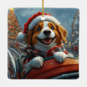 Brittany Spaniel Hond Kerstmis Keramisch Ornament (Achterkant)