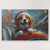 Brittany Spaniel Hond Kerstmis Legpuzzel (Horizontaal)