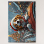 Brittany Spaniel Hond Kerstmis Legpuzzel (Verticaal)