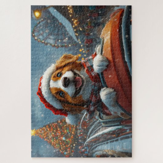 Brittany Spaniel Hond Kerstmis Legpuzzel (Verticaal)