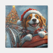 Brittany Spaniel Hond Kerstmis Magneet (Voorkant)