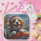 Brittany Spaniel Hond Kerstmis Papieren Bordje (Feest)