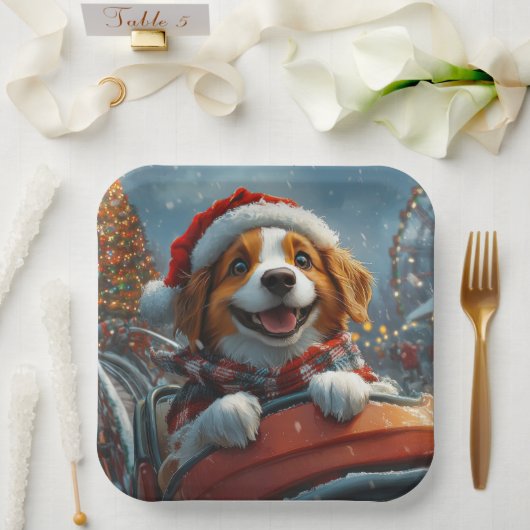 Brittany Spaniel Hond Kerstmis Papieren Bordje (Huwelijk)
