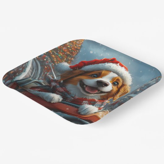 Brittany Spaniel Hond Kerstmis Papieren Bordje (Gebogen)