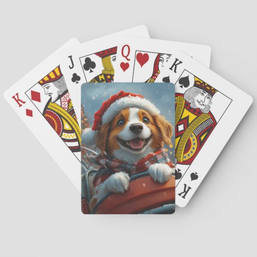 Brittany Spaniel Hond Kerstmis Pokerkaarten (Achterkant)