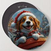 Brittany Spaniel Hond Kerstmis Ronde Button 6,0 Cm (Voorkant /achterkant)