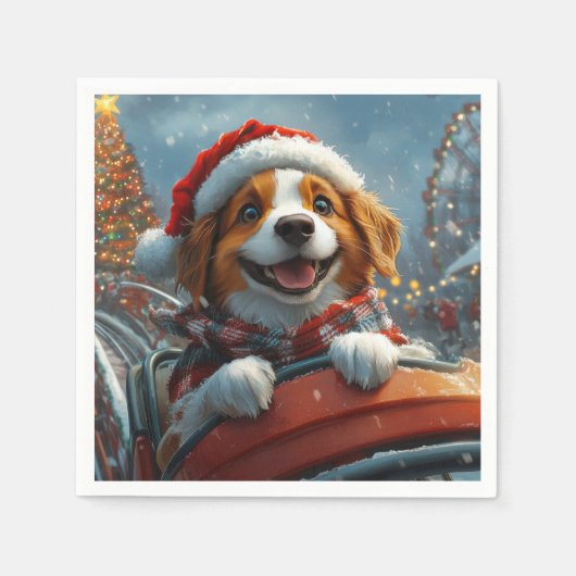 Brittany Spaniel Hond Kerstmis Servet (Voorkant)