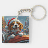 Brittany Spaniel Hond Kerstmis Sleutelhanger (Achterkant)